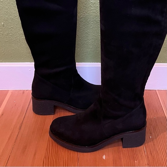Anthropologie Black Micro Suede Tall Boots - Picture 3 of 9